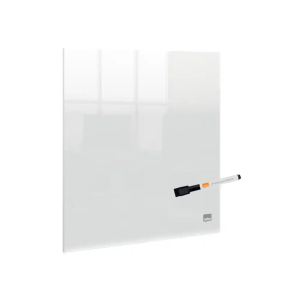 Pizarra blanca nobo acrilica sobremesa o mural transparente con rotulador 300x300 mm
