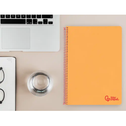 Cuaderno espiral liderpapel a4 wonder tapa plastico 80h 90gr pauta estrecha 2,5mm con margen color naranja