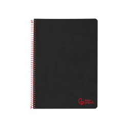 Cuaderno espiral liderpapel a4 wonder tapa plastico 80h 90gr pauta estrecha 2,5mm con margen color negro