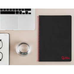 Cuaderno espiral liderpapel a4 wonder tapa plastico 80h 90gr pauta estrecha 2,5mm con margen color negro