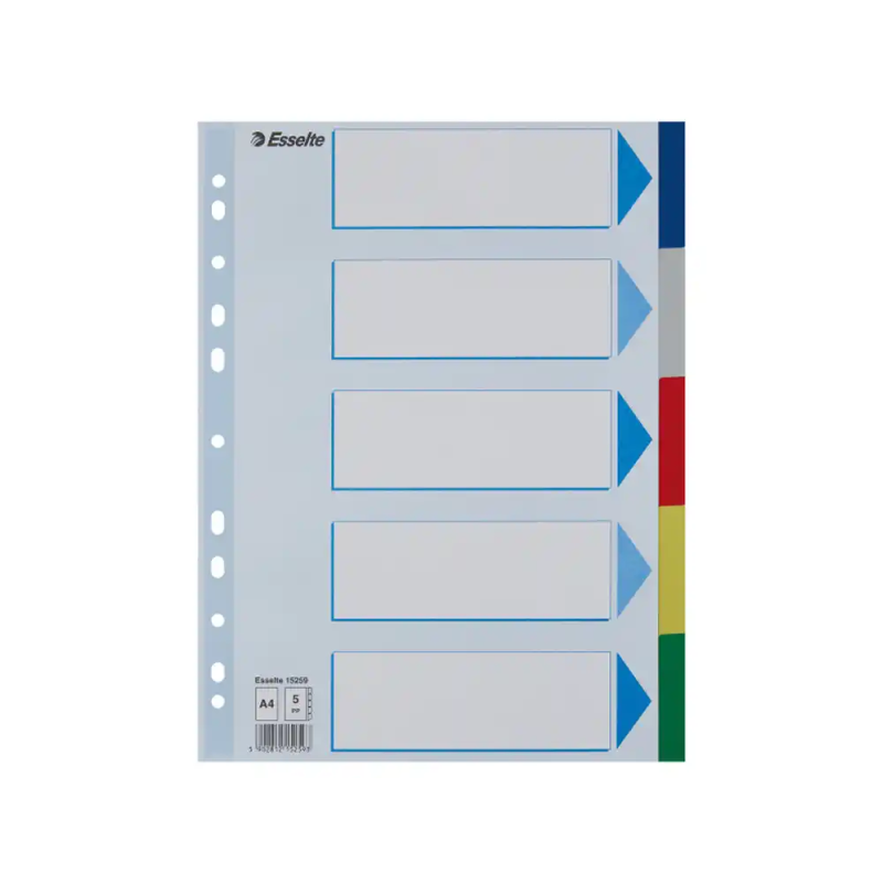 Separador esselte plastico juego de 5 separadores din a4 multitaladro