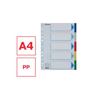 Separador esselte plastico juego de 5 separadores din a4 multitaladro