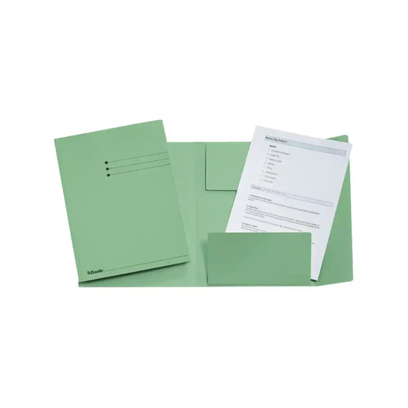 Subcarpeta cartulina esselte 3 solapas din a4 color verde 275 gr
