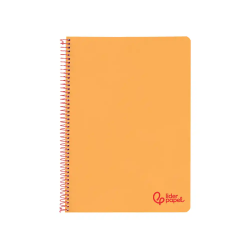 Cuaderno espiral liderpapel a4 wonder tapa plastico 80h 90gr pauta ancha 3,5mm con margen color naranja