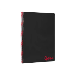 Cuaderno espiral liderpapel a4 wonder tapa plastico 80h 90gr pauta ancha 3,5mm con margen color negro