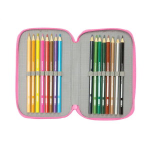 Plumier escolar safta triple 37 piezas gabby s dollhouse confetti 195x125x55 mm