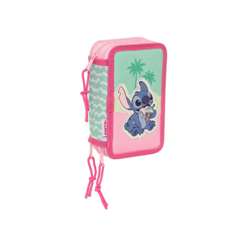 Plumier escolar safta triple 37 piezas stitch ice cream 195x125x55 mm