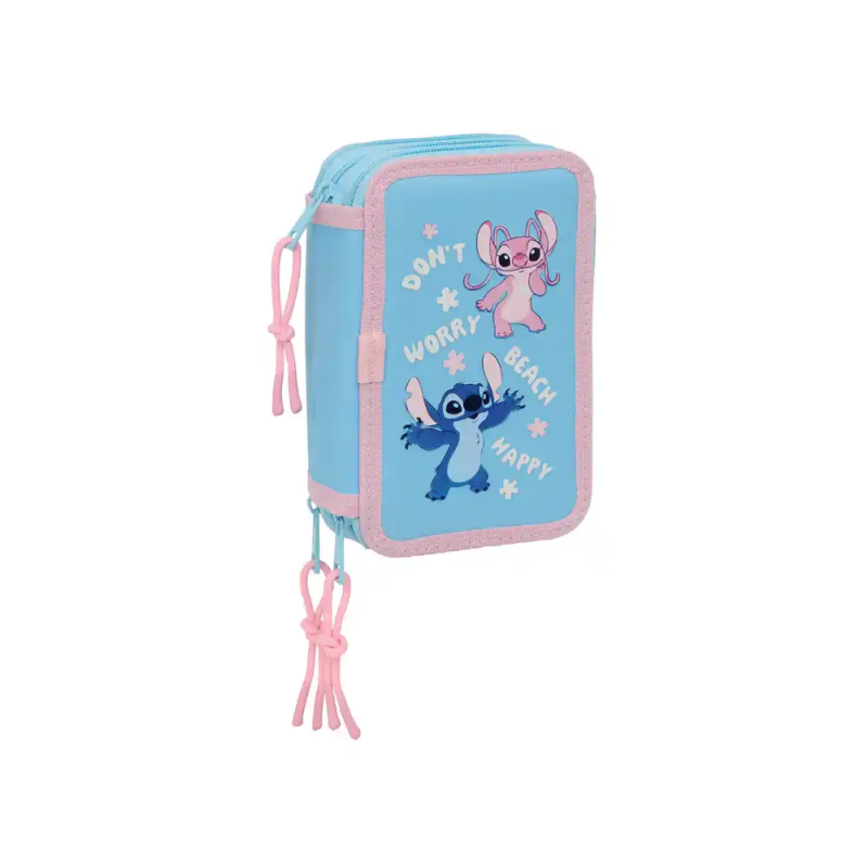 Plumier escolar safta triple 37 piezas stitch happy 195x125x55 mm