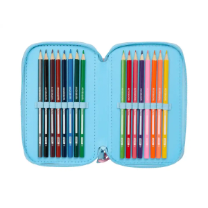 Plumier escolar safta triple 37 piezas stitch happy 195x125x55 mm