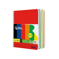 Cuaderno espiral liderpapel a4 smart tapa blanda 80h 75gr cuadro 4 mm con margen pack 5+1 colores surtidos