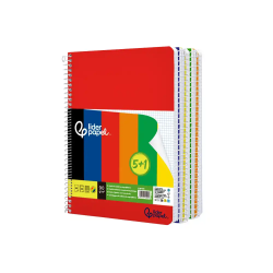 Cuaderno espiral liderpapel a4 wonder tapa plastica 80h 90gr cuadro 4mm con margen pack 5+1 colores surtidos
