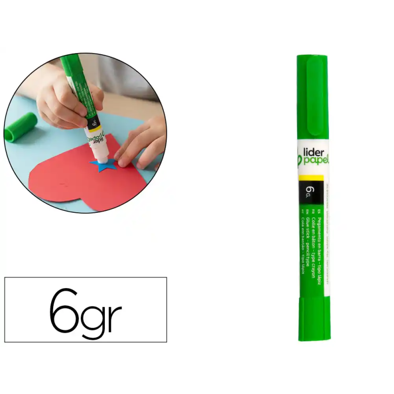 Pegamento liderpapel en barra 6 gr boligrafo con clip