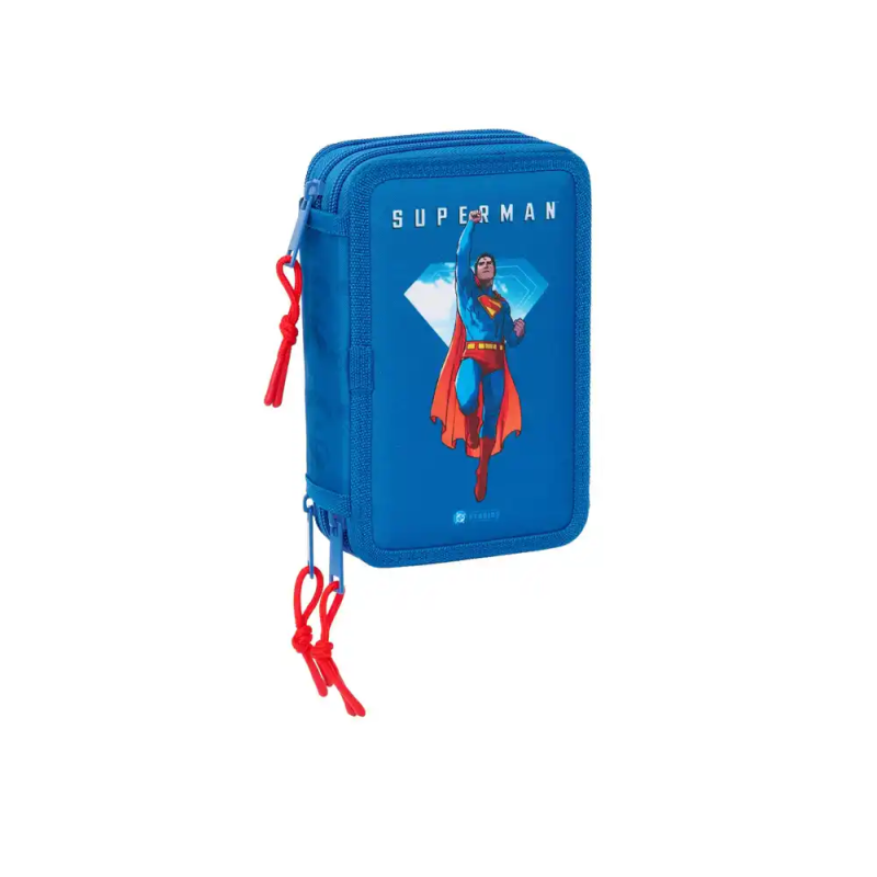 Plumier escolar safta triple 37 piezas superman 195x125x55 mm