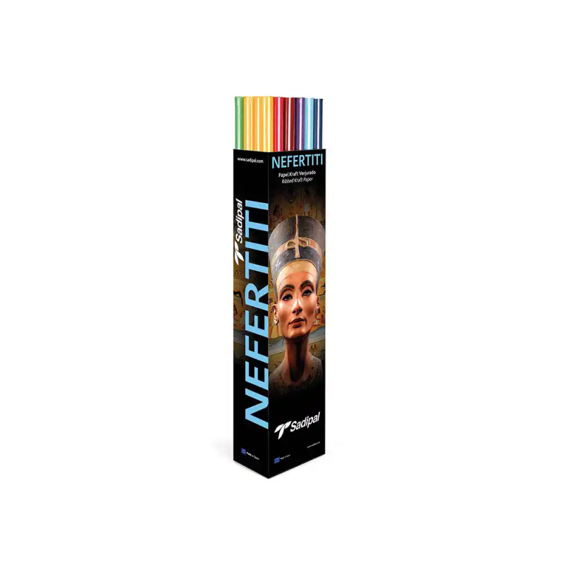 Papel kraft sadipal nefertitis 1x3 mt gramaje 65 gr expositor de 30 rollos colores surtidos