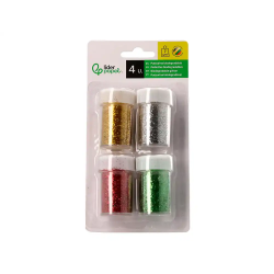 Purpurina liderpapel biodegradable fantasia bote 7 gr colores metalicos surtidos blister de 4 unidades
