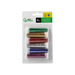 Purpurina liderpapel biodegradable fantasia bote 6 gr colores metalicos surtidos blister de 6 unidades