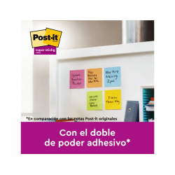 Bloc de notas adhesivas quita y pon post it super sticky carnival 100% pefc 76x127 mm pack de 6 blocs colores