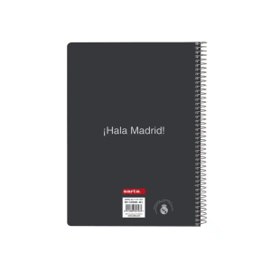 Cuaderno espiral safta cuarto 80h 60gr cuadro 4mm tapa extradura real madrid 1 equipacion 25/26