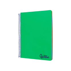 Cuaderno espiral liderpapel a4 micro wonder tapa plastico 120h 90gr cuadro 5mm 5 bandas 4 taladros color verde oscuro