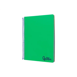 Cuaderno espiral liderpapel a6 micro wonder tapa plastico 120h 90gr cuadro 5mm 4 bandas color verde oscuro