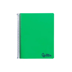 Cuaderno espiral liderpapel a7 micro wonder tapa plastico 100h 90gr cuadro 5mm 4 bandas color verde oscuro