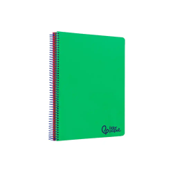 Cuaderno espiral liderpapel a7 micro wonder tapa plastico 100h 90gr cuadro 5mm 4 bandas color verde oscuro