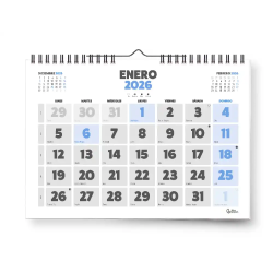 Calendario espiral pared liderpapel clasico 2026 numeros grandes 44x32 cm papel 128 gr