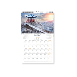 Calendario espiral pared liderpapel imagenes ciudades 2026 para escribir 25x40 cm papel 157 gr