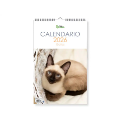Calendario espiral pared liderpapel imagenes gatos 2026 para escribir 25x40 cm papel 157 gr