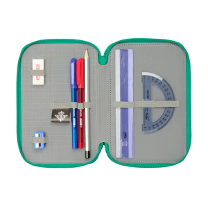 Plumier escolar safta triple 37 piezas resistente al agua real betis 195x125x55 mm