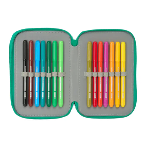 Plumier escolar safta triple 37 piezas resistente al agua real betis 195x125x55 mm