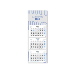 Calendario pared liderpapel 3 meses vistas 2026 plegable 33x70 cm papel 90 gr