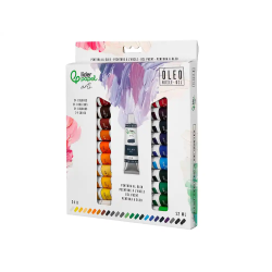 Pintura al oleo liderpapel caja de 24 tubos de aluminio de 12 ml colores surtidos