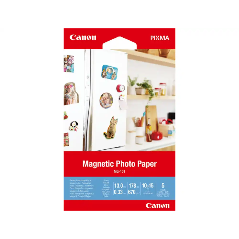Papel magnetico canon mg-101 10x15 cm pack de 5 hojas