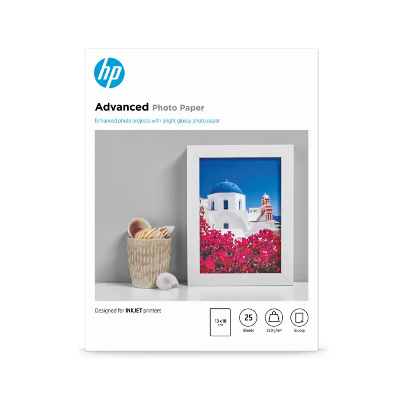 Papel fotografico hp satinado 13x18 cm 250 gr pack de 25 unidades