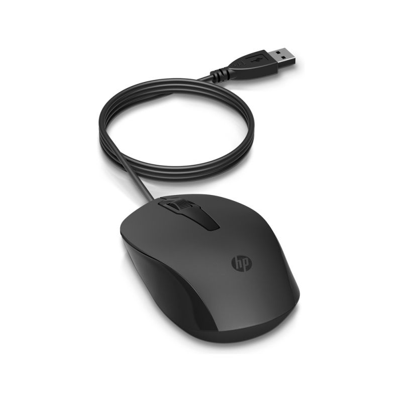 Raton hp 150 wired optico 1600 dpi 3 botones con cable color negro