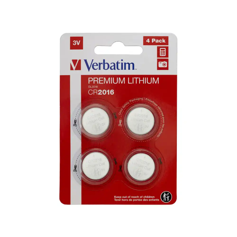 Pila boton verbatim 3v cr2016 blister de 4 unidades