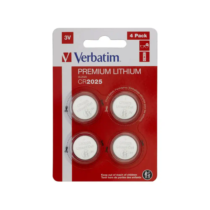Pila boton verbatim 3v cr2025 blister de 4 unidades