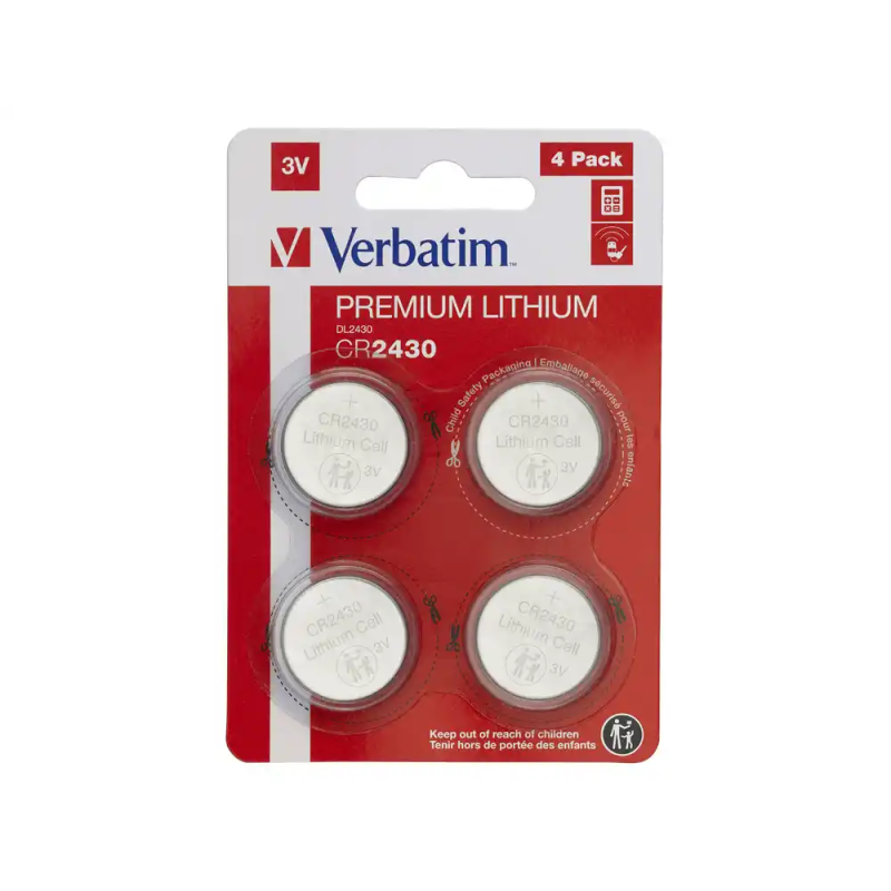 Pila boton verbatim 3v cr2430 blister de 4 unidades