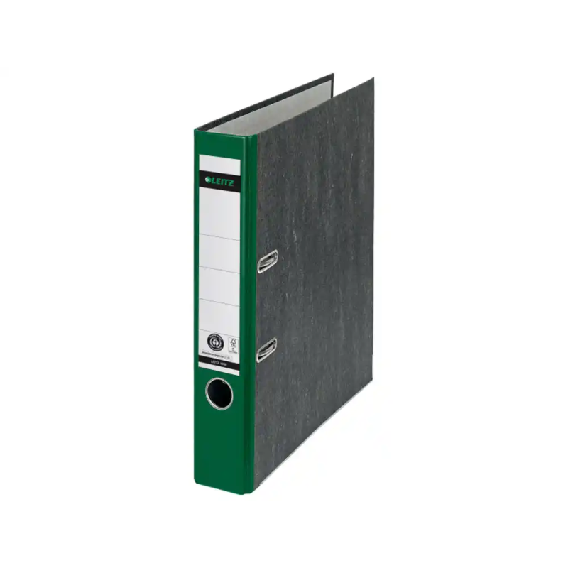 Archivador de palanca leitz 180 co2 neutral din a4 carton jaspeado lomo 52 mm color verde