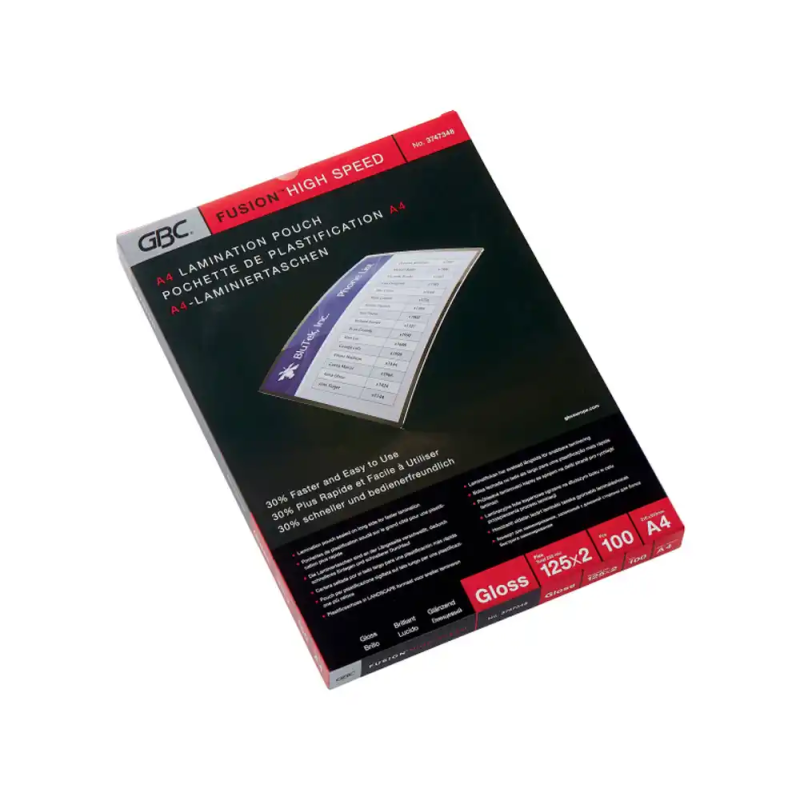 Bolsa de plastificar gbc din a4 2x125 mc alta velocidad caja de 100 unidades
