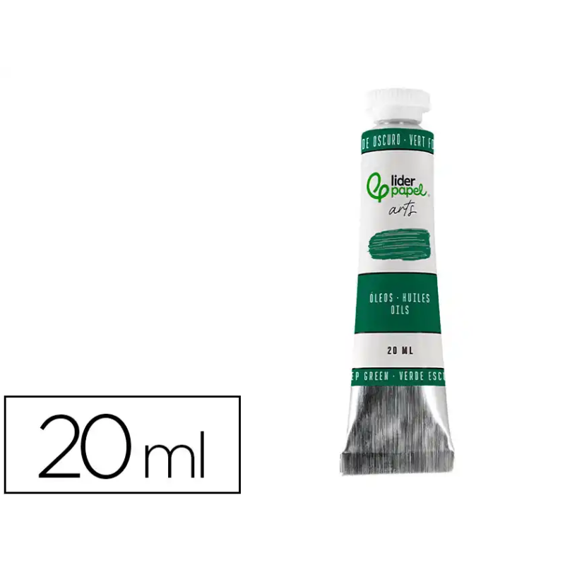 Pintura al oleo liderpapel tubo de aluminio de 20 ml color verde oscuro
