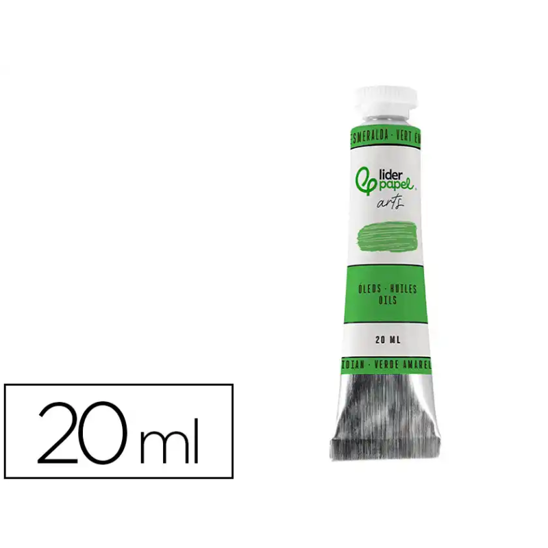 Pintura al oleo liderpapel tubo de aluminio de 20 ml color verde esmeralda
