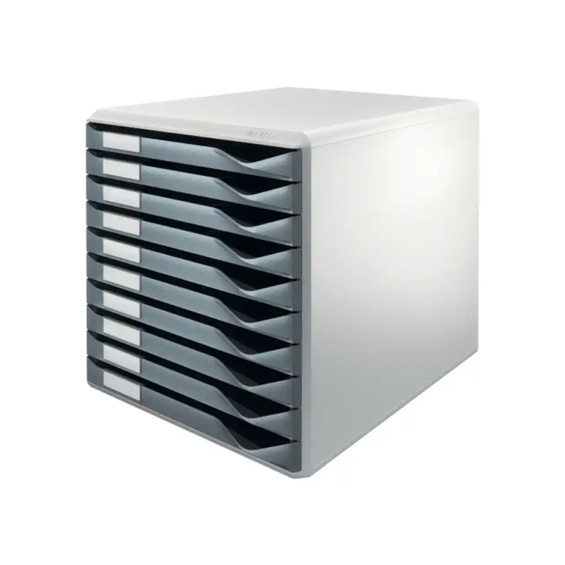 Fichero cajones sobremesa leitz para formularios 10 cajones color gris oscuro/gris 285x290x355 mm