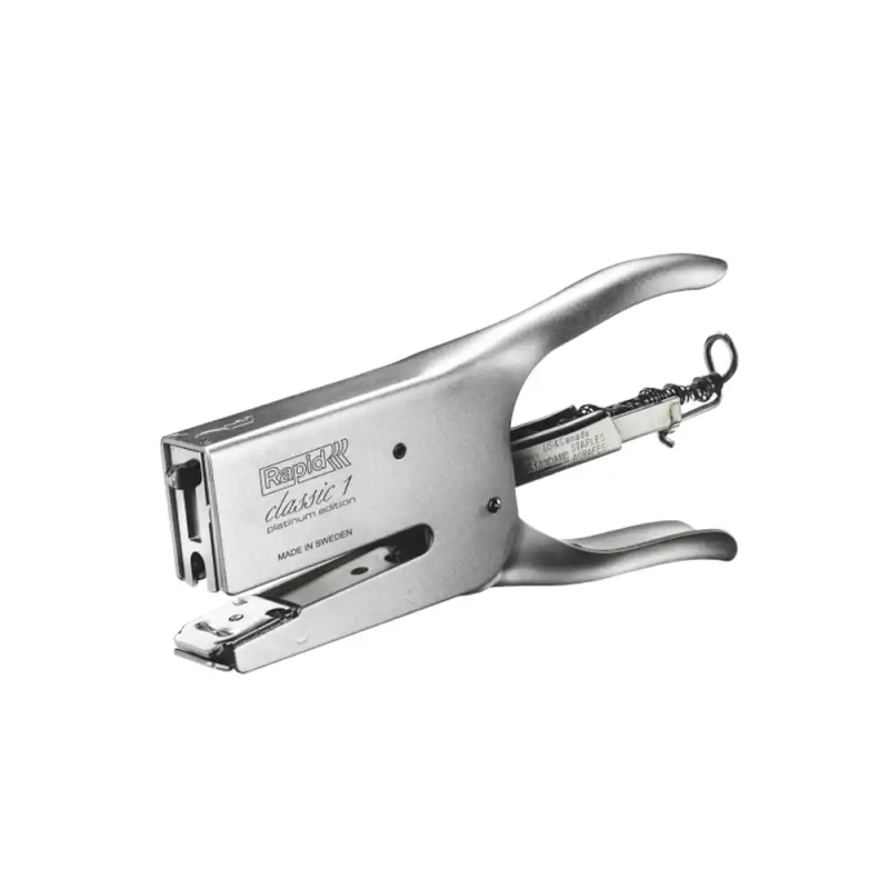 Grapadora rapid de tenaza k1 classic cromada capacidad 50 hojas usa grapas 24/6 y 24/8