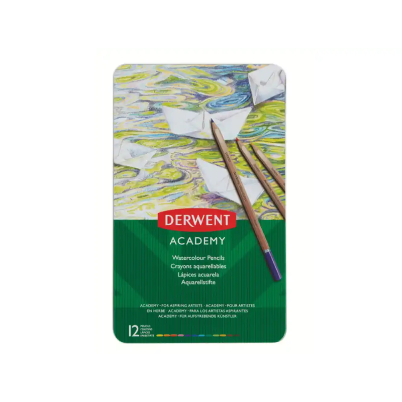 Lapices de colores acuarelable derwent caja metalica 12 unidades colores surtidos