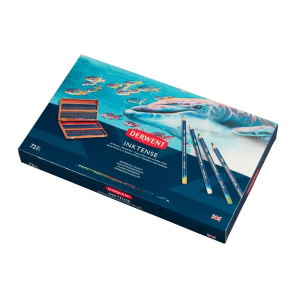 Lapices de colores derwent inktense caja de madera 72 unidades colores surtidos