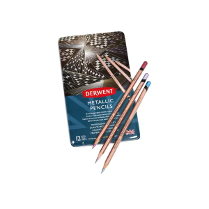 Lapices de colores derwent metallic caja metalica 12 unidades colores surtidos