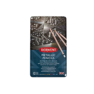 Lapices de colores derwent metallic caja metalica 12 unidades colores surtidos