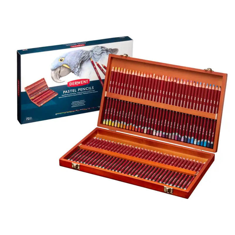 Lapices de colores derwent pastel caja de madera 72 unidades colores surtidos